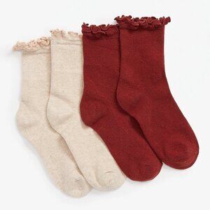 NEW Maurices 2 Pack Tan and Red Short Crew Socks